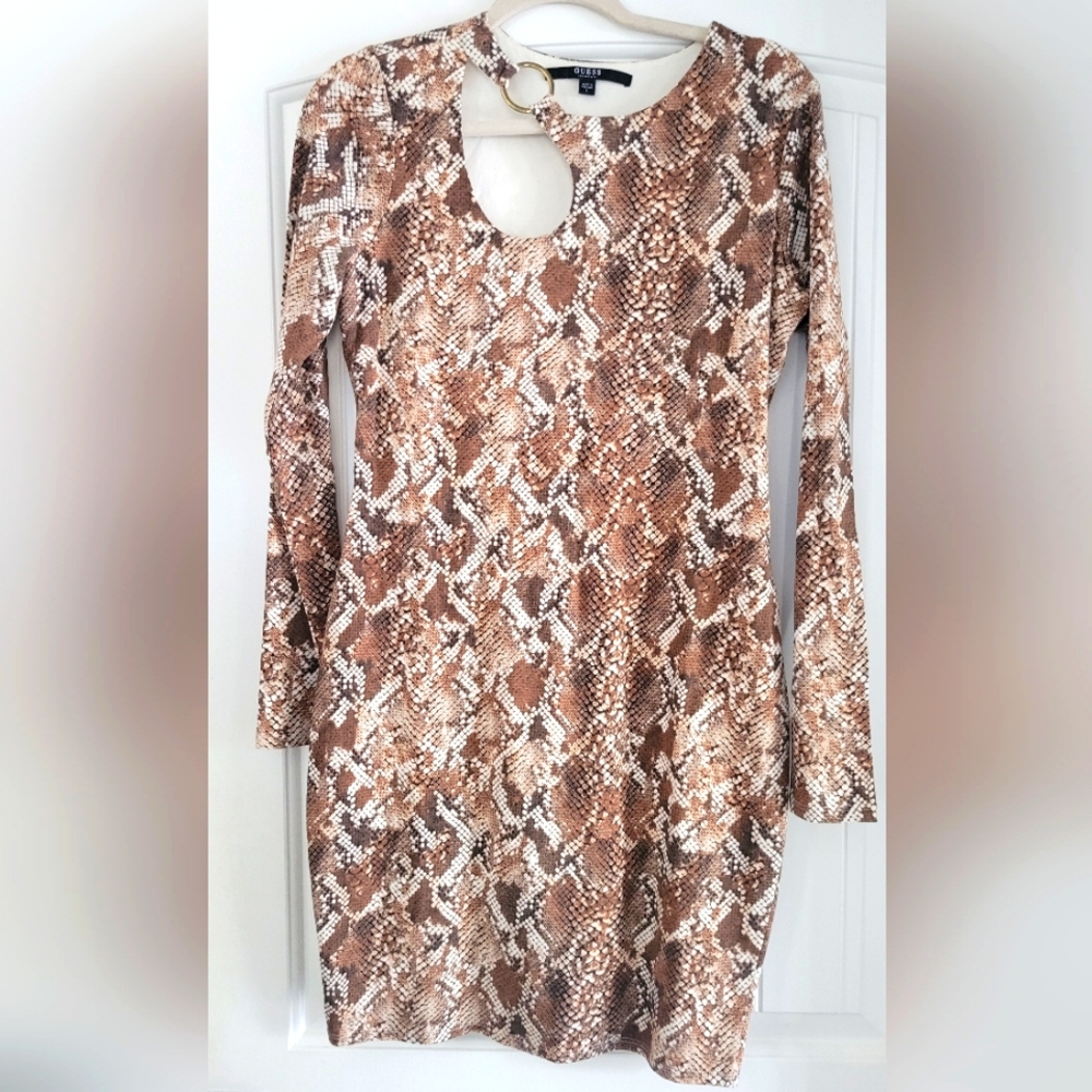Guess Brown Snake Print Dress